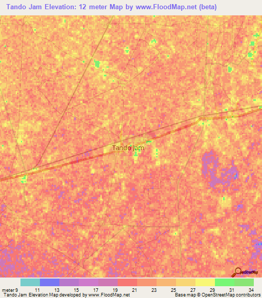 Tando Jam,Pakistan Elevation Map