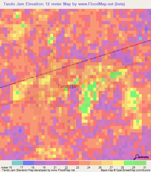 Tando Jam,Pakistan Elevation Map