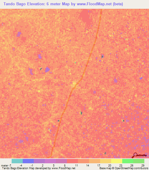 Tando Bago,Pakistan Elevation Map