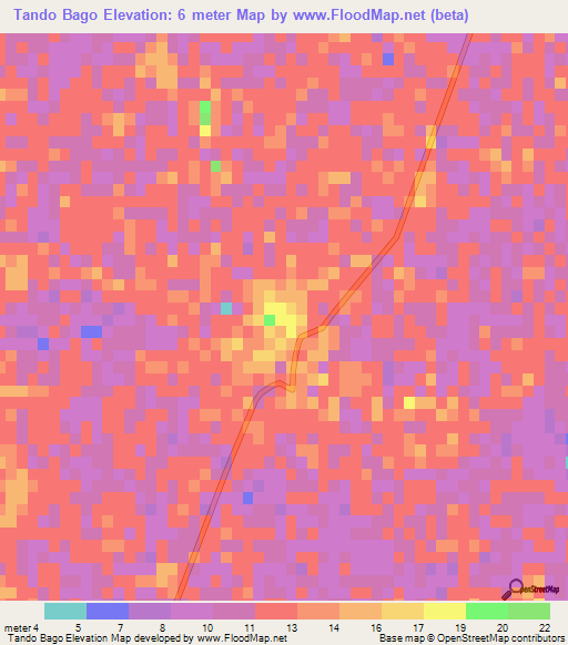 Tando Bago,Pakistan Elevation Map