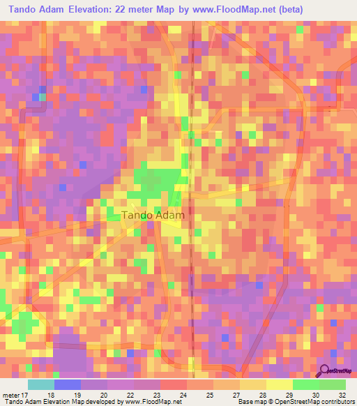 Tando Adam,Pakistan Elevation Map