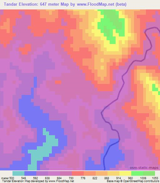 Tandar,Pakistan Elevation Map