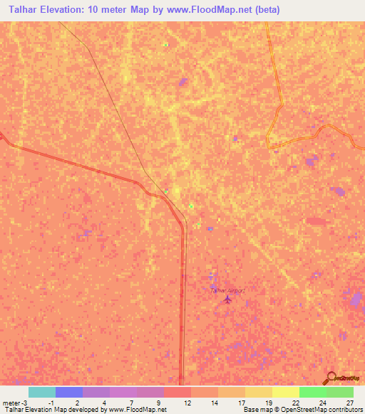 Talhar,Pakistan Elevation Map