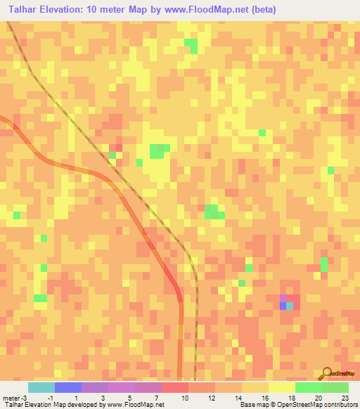 Talhar,Pakistan Elevation Map