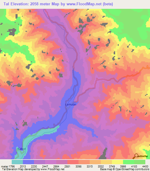 Tal,Pakistan Elevation Map