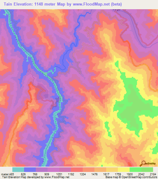 Tain,Pakistan Elevation Map