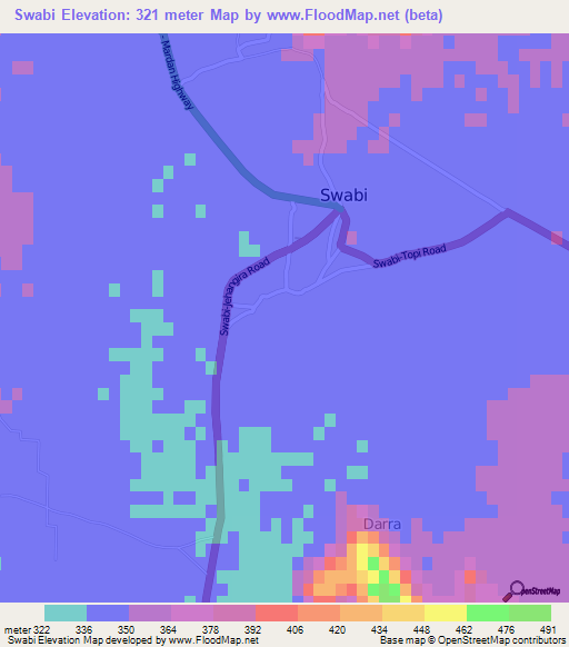 Swabi,Pakistan Elevation Map