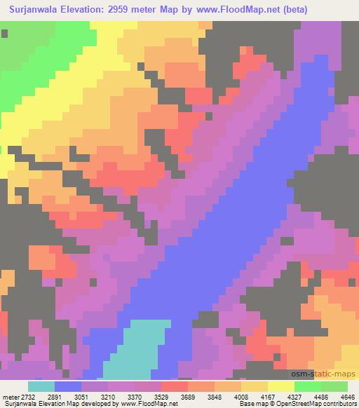 Surjanwala,Pakistan Elevation Map