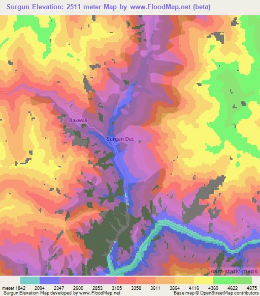 Surgun,Pakistan Elevation Map