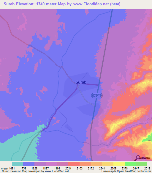 Surab,Pakistan Elevation Map