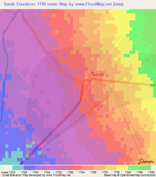 Surab,Pakistan Elevation Map