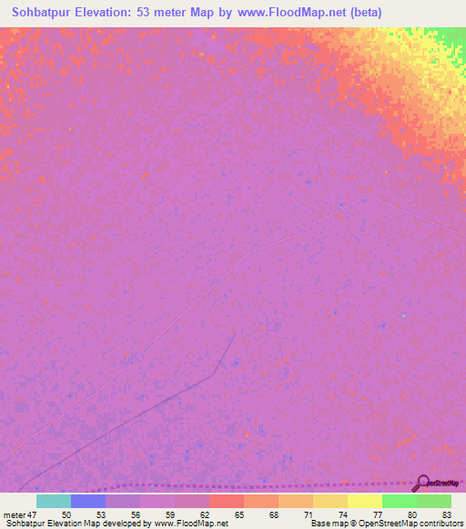 Sohbatpur,Pakistan Elevation Map