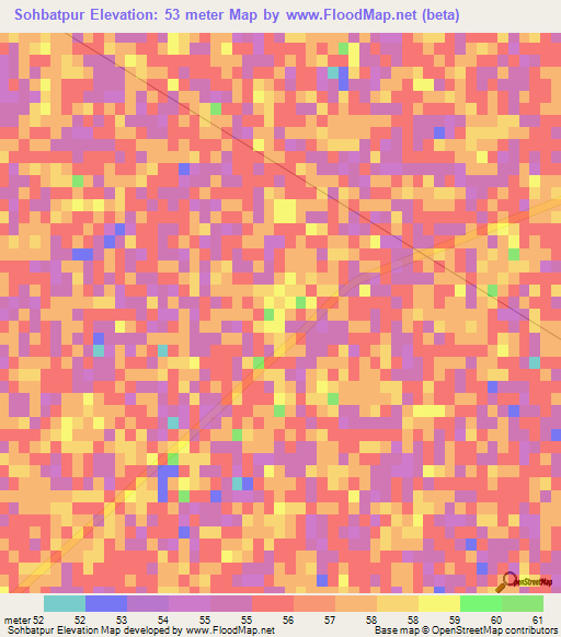 Sohbatpur,Pakistan Elevation Map