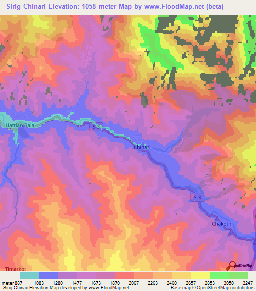 Sirig Chinari,Pakistan Elevation Map