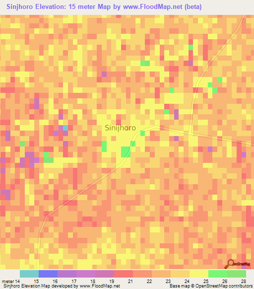 Sinjhoro,Pakistan Elevation Map