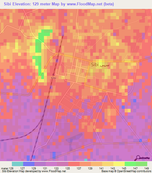 Sibi,Pakistan Elevation Map