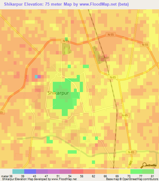 Shikarpur,Pakistan Elevation Map