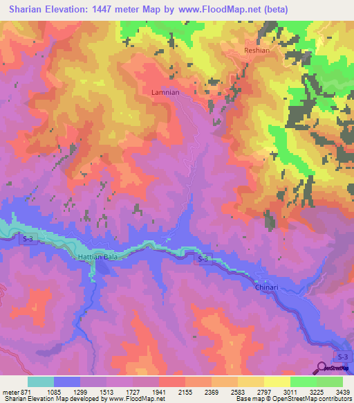 Sharian,Pakistan Elevation Map