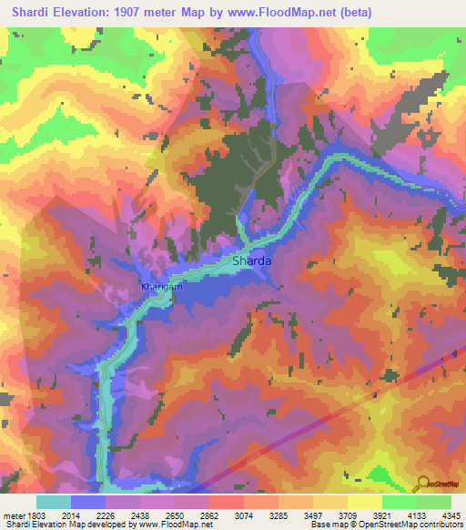 Shardi,Pakistan Elevation Map