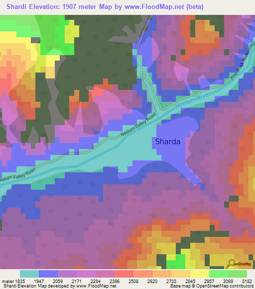 Shardi,Pakistan Elevation Map