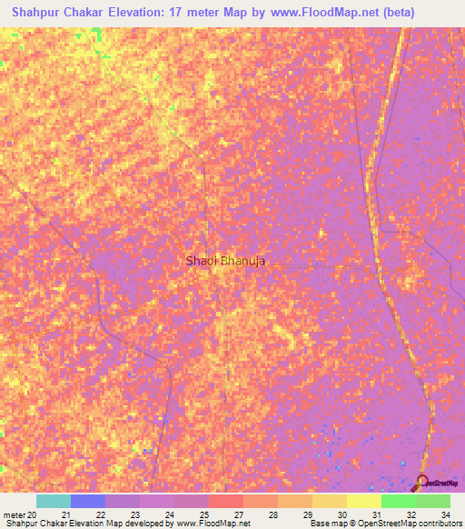 Shahpur Chakar,Pakistan Elevation Map