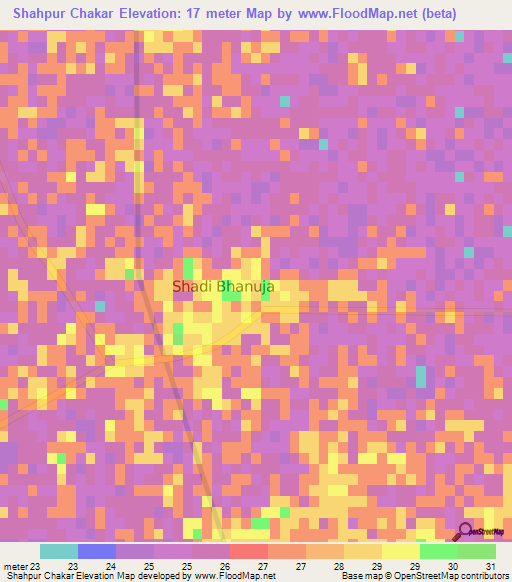 Shahpur Chakar,Pakistan Elevation Map