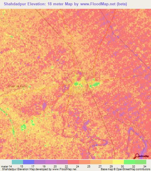 Shahdadpur,Pakistan Elevation Map