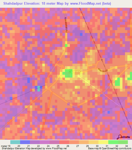 Shahdadpur,Pakistan Elevation Map