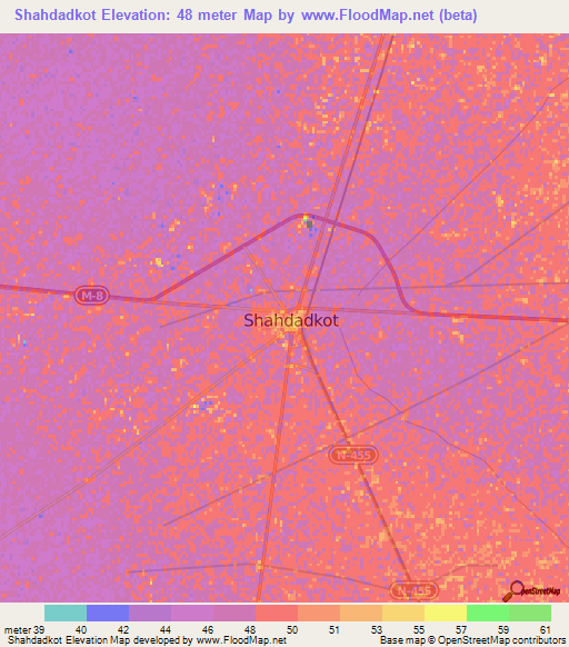 Shahdadkot,Pakistan Elevation Map