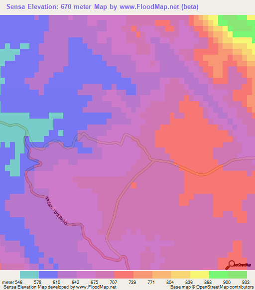 Sensa,Pakistan Elevation Map