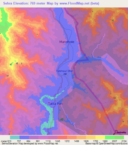 Sehra,Pakistan Elevation Map