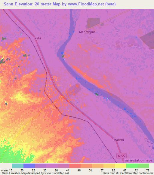 Sann,Pakistan Elevation Map