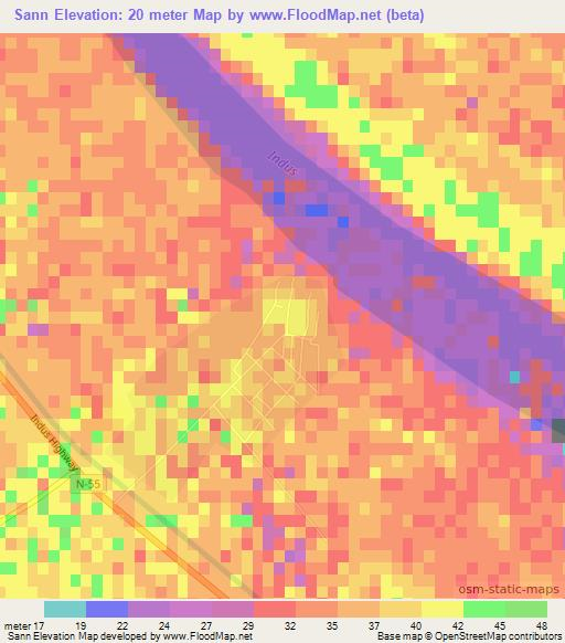 Sann,Pakistan Elevation Map