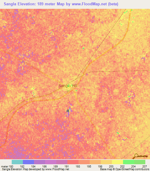 Sangla,Pakistan Elevation Map