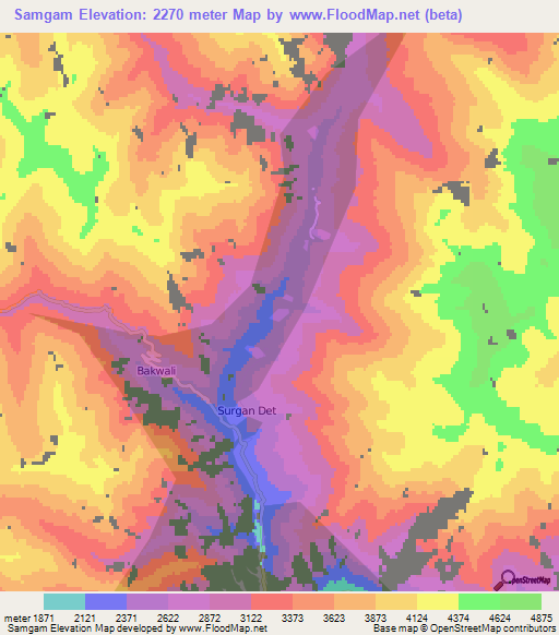 Samgam,Pakistan Elevation Map