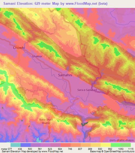 Samani,Pakistan Elevation Map