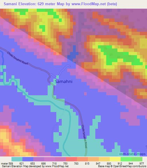 Samani,Pakistan Elevation Map