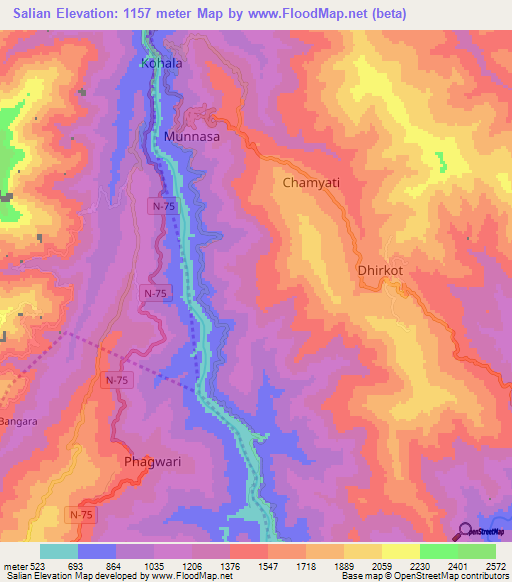 Salian,Pakistan Elevation Map