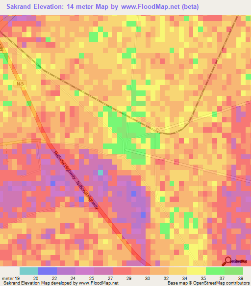 Sakrand,Pakistan Elevation Map