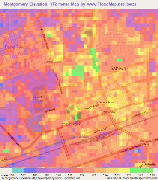 Montgomery,Pakistan Elevation Map