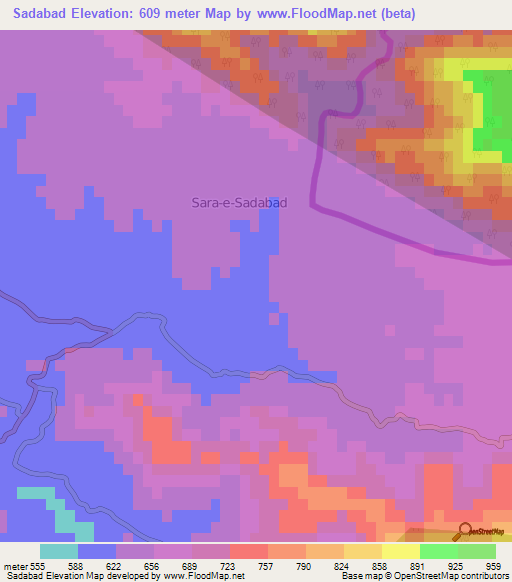 Sadabad,Pakistan Elevation Map