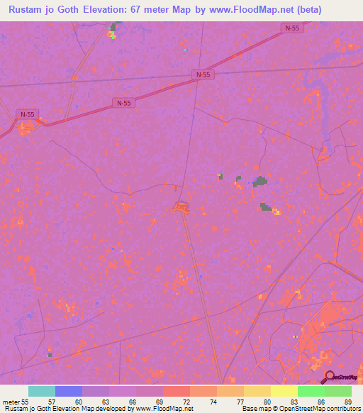 Rustam jo Goth,Pakistan Elevation Map