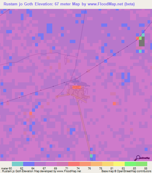 Rustam jo Goth,Pakistan Elevation Map