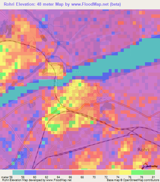 Rohri,Pakistan Elevation Map