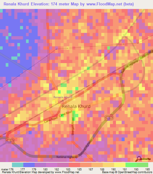 Renala Khurd,Pakistan Elevation Map