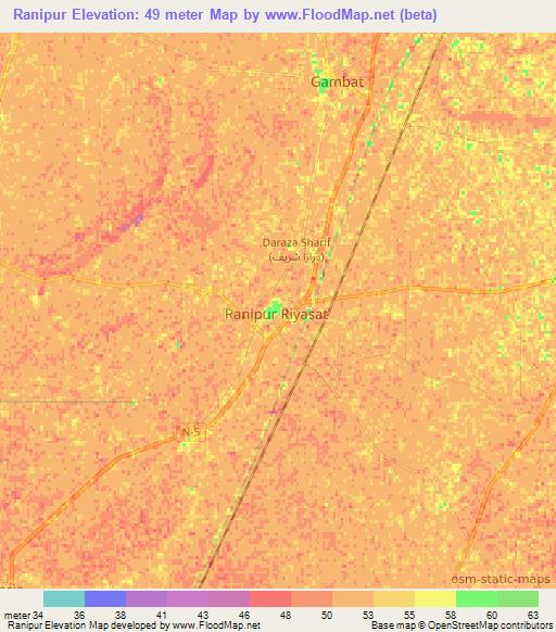 Ranipur,Pakistan Elevation Map