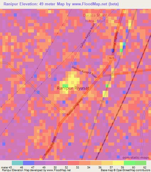 Ranipur,Pakistan Elevation Map