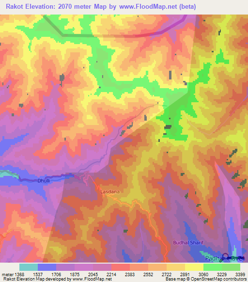 Rakot,Pakistan Elevation Map