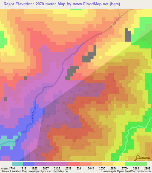 Rakot,Pakistan Elevation Map