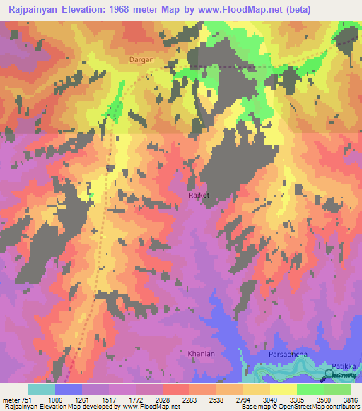 Rajpainyan,Pakistan Elevation Map